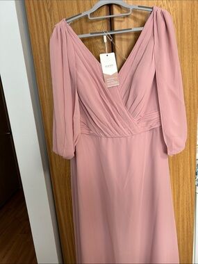 STACCATO Blush Pink Midi Chiffon V-Neck Dress